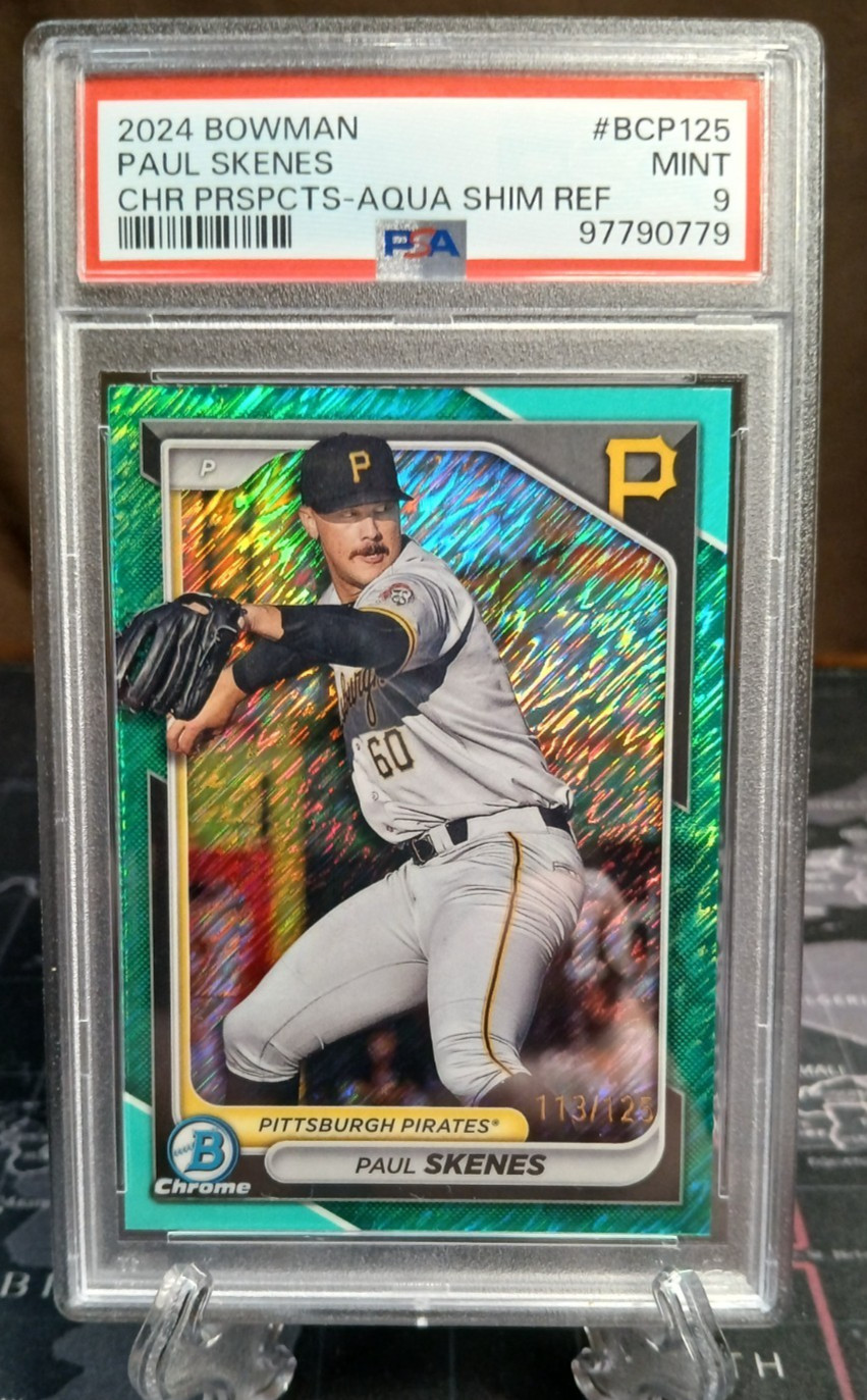 2024 Bowman Paul Skenes Bcp-125 Chrome Prospects Aqua Shimmer Refractor 113/125
