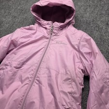 Columbia Girls Large 14/16 Pink Fleece Lined Hooded Rain Jacket Windbreaker