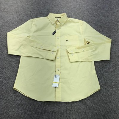 Nautica Dress Shirt Mens Medium Yellow Slim Fit Stretch Wrinkle Resistant |  eBay