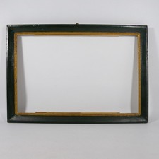 CORNICE D'EPOCA INGLESE IN LEGNO VERDE SCURO PROFILO DORATO int. 40.5 x 26.5 cm