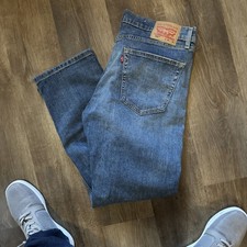 Levis 505  Mens Size 36x30 Relaxed Straight Fit Jeans Medium Blue Washed Denim