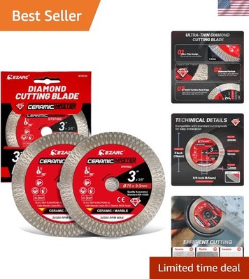 High Performance 3-Inch Diamond Cutting Blades for Precision Tile Work - 2-Pack
