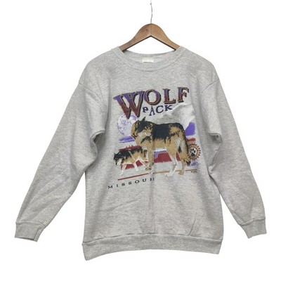 Vtg 90s Gray Wolf Pack Missouri Graphic Sweatshirt Unisex XL Crew Neck USA