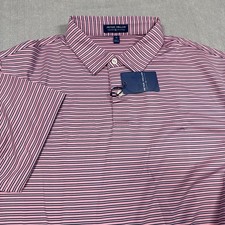 Peter Millar Shirt Men's Crown Crafted Polo XL Pink Blue Stripe Short Sleeve
