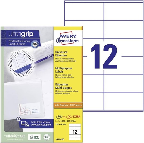 Avery Zweckform Universal-Etiketten 105 X 48 Mm Weiß 2.640 Etiketten-image