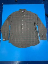Vintage Tommy Hilfiger Crest Logo Shirt Large Green Striped Button Up 90s Mens
