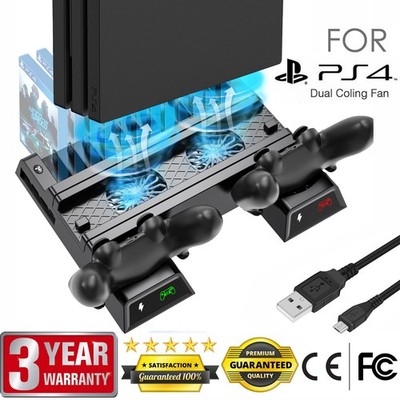 Stand Cooling Fan Controller Dual Charger Station For PlayStation