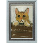 Original Signed Oil Painting Cat Portrait 6x4 Framed Art Gift