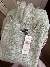 198 NWT 1x EILEEN FISHER CREW NECK SQUARE TOP SWEATER ABSINTHE PERU ORG COTTON