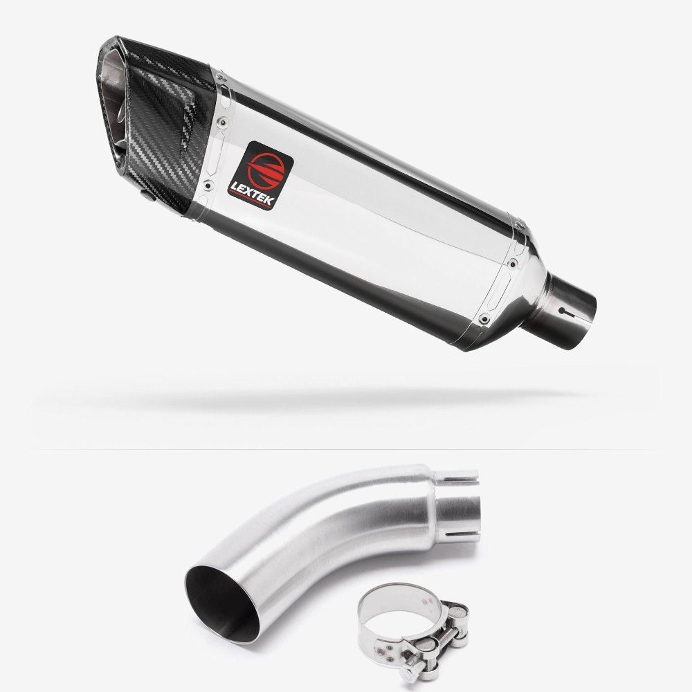 Lextek SP4 Polished Stainless Steel Exhaust 300mm for Yamaha MT-03 (16-22)