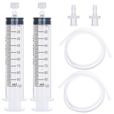 2 Pack 100cc Large Syringe with 39 Inch Tube for Feeding Watering Oil NEW
