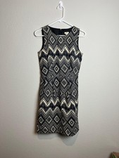 J.Crew Dress Womens 0 Black White Geometric Jacquard Sheath Sleeveless Tribal