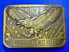 Patriotic America Freedom Is Not Free Belt Buckle - Eagle Flag Sponsor 2014 USA