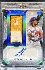 2025 Topps Tier One Luisangel Acuna Gripping Patch Auto  Blue Foil RC #1/1