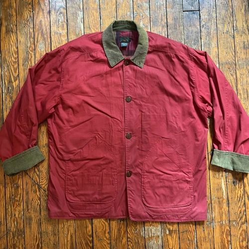 Vintage J Crew Oarsman Barn Field Chore Coat Men’s XL Red Lined Corduroy