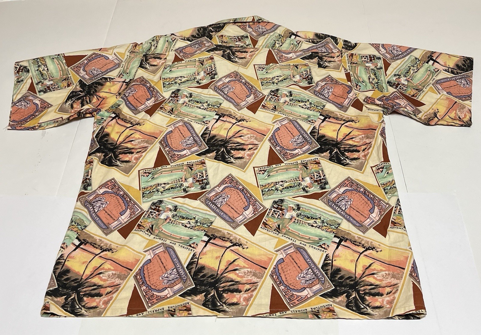 Vtg Casablanca Marco Hotel Excelsior Hotel  Hawaiian Shirt Mens Large Button image 3