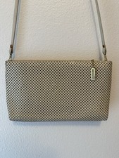 VINTAGE Whiting and Davis MESH PURSE White ART DECO Evening Bag CROSSBODY MCM