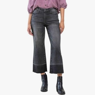 Judy Blue High Waist Wide Release Hem Crop Wide Jeans