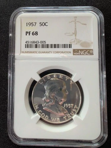 1957 Franklin Half Dollar Proof NGC PF68 Silver 50c Bright White Blast White Gem
