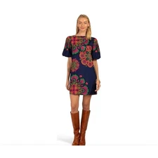 Trina Turk Luv Floral Shift Mini Dress in Bengal Blue Multi Size 0