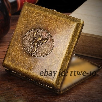 badass cigarette cases Cool Scorpion Badge Copper Cigarette Case Box Ultra-thin 20 Regular