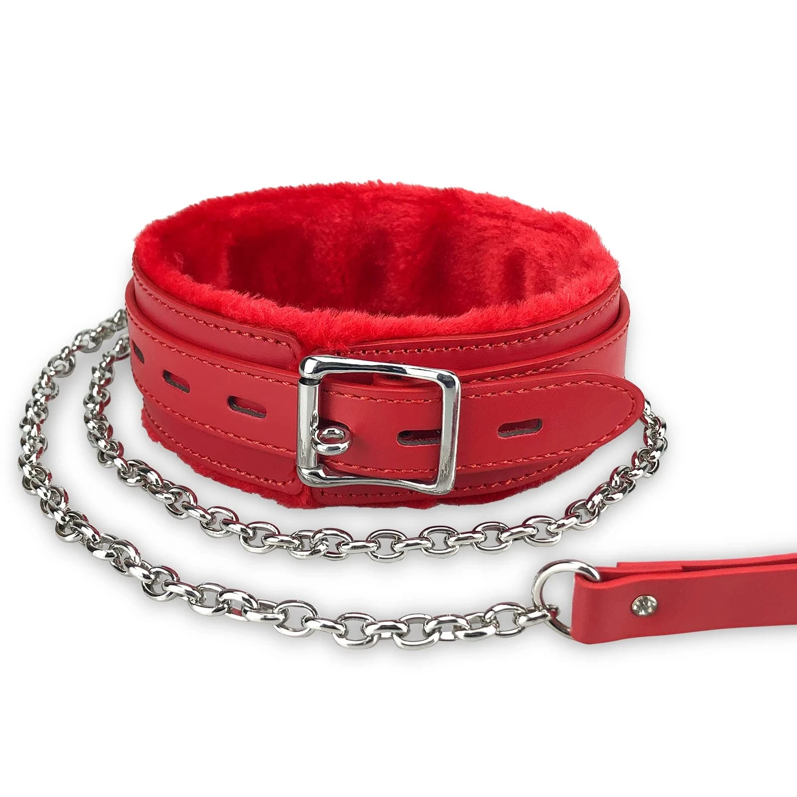 Gothic Leather Choker Collar, PU Leather Fur Lined Pet Collars Necklace with ...