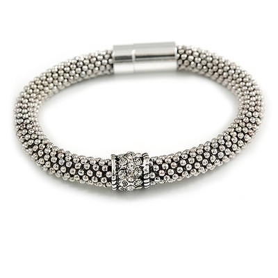 Vintage Inspired Snowflake Bead with Crystal Ring Magnetic Bracelet in Aged