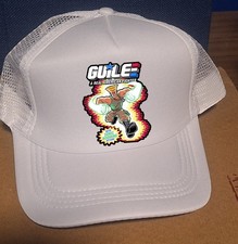 Adjustable Trucker Baseball Hat Cap White GUILE GI Joe Street Fighter Parody