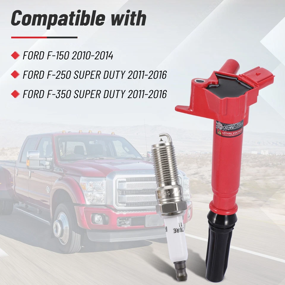 Kit de bobinas de encendido y bujías de 8 piezas para Ford F-250 F250 Super Duty 2011-2016 6,2 L Foto 4 de 4