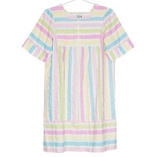 Vintage Nightgown Cottagecore Coquette Fairy Grandma Retro Zip Stripe Rainbow 1X