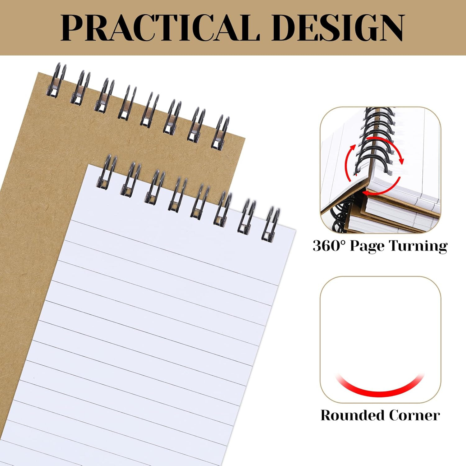 8 Pack Note Pads,Spiral Memo Pads with 60 Sheets/120 Lined Pages 3x5 Small Noteb