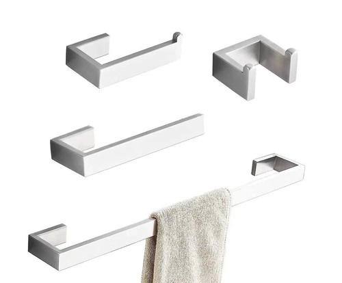 Towel Bar Set, 4Pcs Bathroom Hardware Accessory Set Brushed Nickel