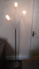 3 Light Chrome Plated Floor Light Stand with White Frosted Tulip Style Shades