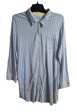 Chaps Women's L Multi-sStripe Night Gown Night Shirt Sleepware Long Sleeve 0511
