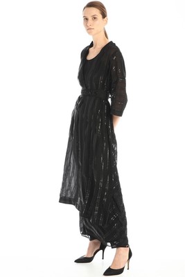 MAX MARA ELEGANT BLACK SILK DRESS WITH TIES SIZE ITA 40 USA 4
