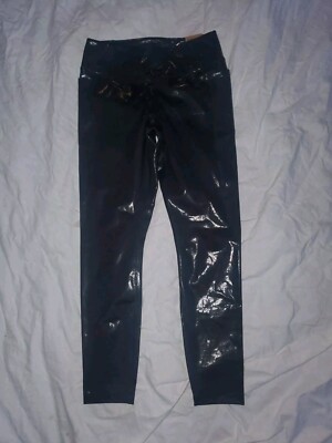 Victoria's Secret PINK Active Leggings New Size Large Black Metallic High Waist 