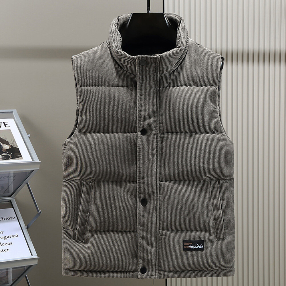 Men's Thick Warm Vest Winter Sleeveless Jacket Stand Collar Waistcoat