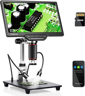 TOMLOV 10'' 16MP HDMI Coin Magnifier 1500X Digital Microscope Jewel loupe Camera