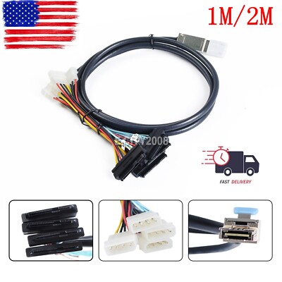 SAS SATA Mini SFF-8088 26pin to 4X SFF-8482 29pin with IDE Power Cable 1m/2m
