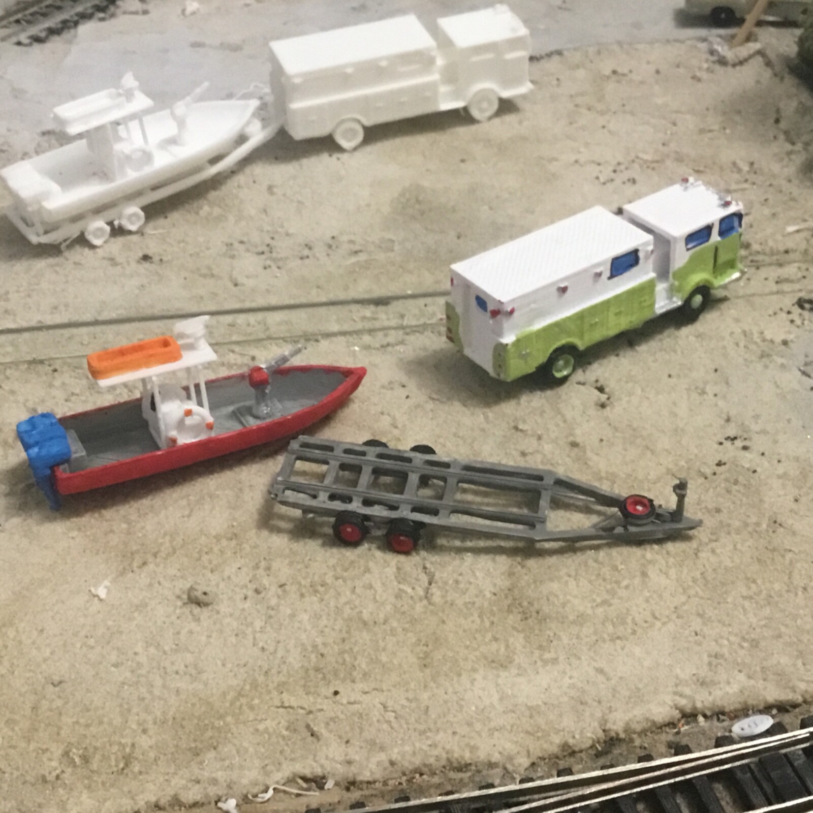 N Scale Fire Engine N Scale Fire Truck Engine Ward Lafrance Rescue & Boat 3d printed ...