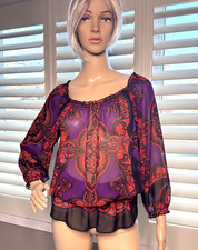 INC International Concepts MEDIUM Blouse Elasticized Waistline  read SemiSheer