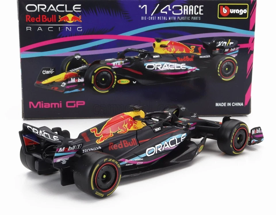 MODELLINO AUTO STATICO DIECAST RED BULL F1 RB19 #1 VERSTAPPEN MIAMI 2023 1/43 - Immagine 2 di 4