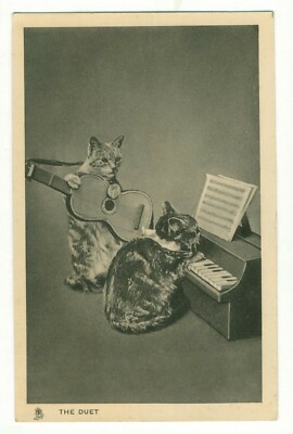 The Duet Cat Studies Ser. III Tuck Glosso 5631 Sepia Finish um 1912