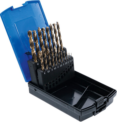 BGS technic Spiralbohrer-Satz | HSS-G M35 Cobaltstahl | 1 - 10 mm | 19-tlg.