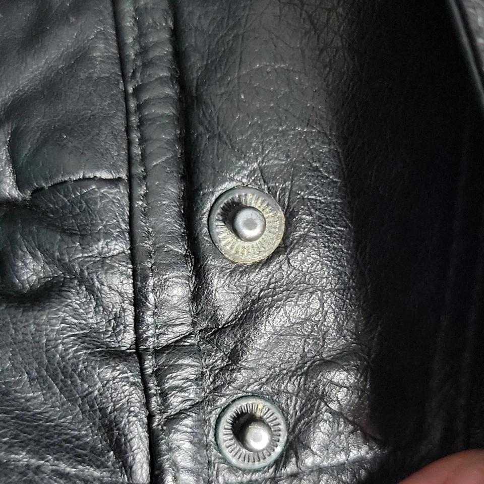 Phase 2 Bomber Leather Zip Up Jacket ~ Sz 3X ~ Black ~ Long Sleeve - Image 4 of 4