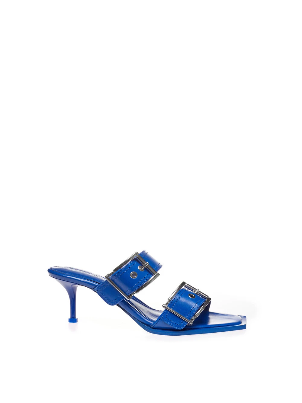 Sandalo con Fibbia di Alexander McQueen in pelle blu elettrico con due fibb...