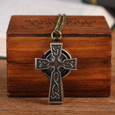 Small Quartz Cross Pocket Watch Fashion with Necklace Pocket Watch