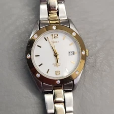 Timex Watch Women Quartz Indiglo Gold Silver Tone Round Bracelet Runs
