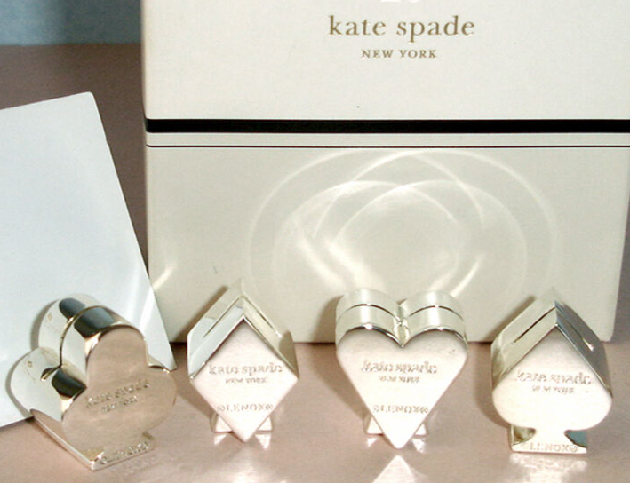 Kate Spade Lenox Gin Rummy Place Card Holders SET/4 Silverplate