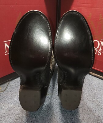 Nocona Black Oily Toro Cowboy Boot Mens 9.5 B Leather Pull On Western 1670130603 Nocona oily toro - Gem main image 2